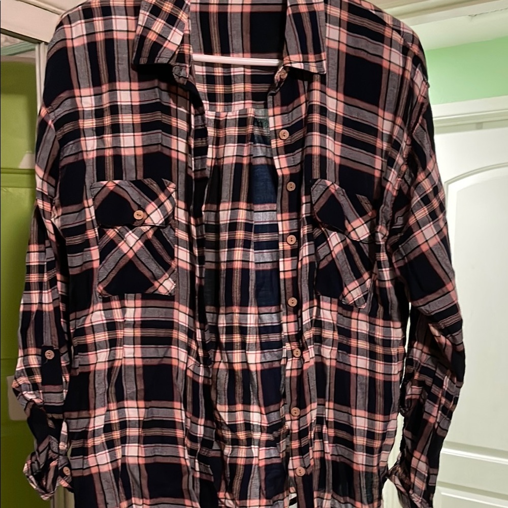 Ambiance Pink and Black Plaid Shirt